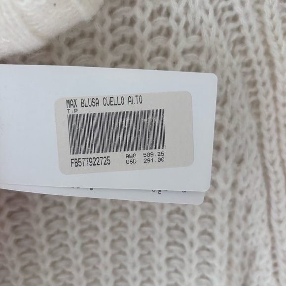 Carmen Steffens Maison White Cream Chunky Knit Sweater Dress Turtle Neck NWT - Picture 4 of 12